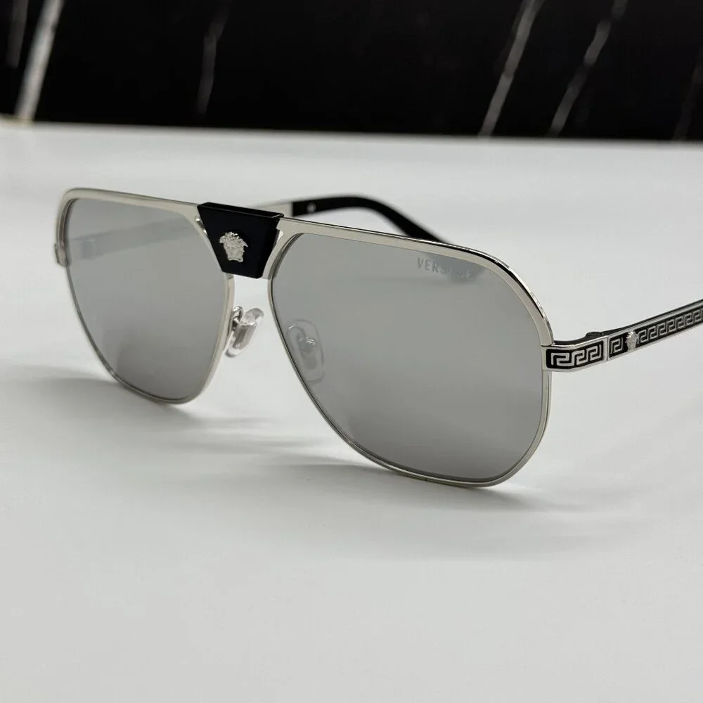 NEW VERSACE VE2294 1000/6G SUNGLASSES MOD 2294 SILVER MEN EYEWEAR VE2294 10006G